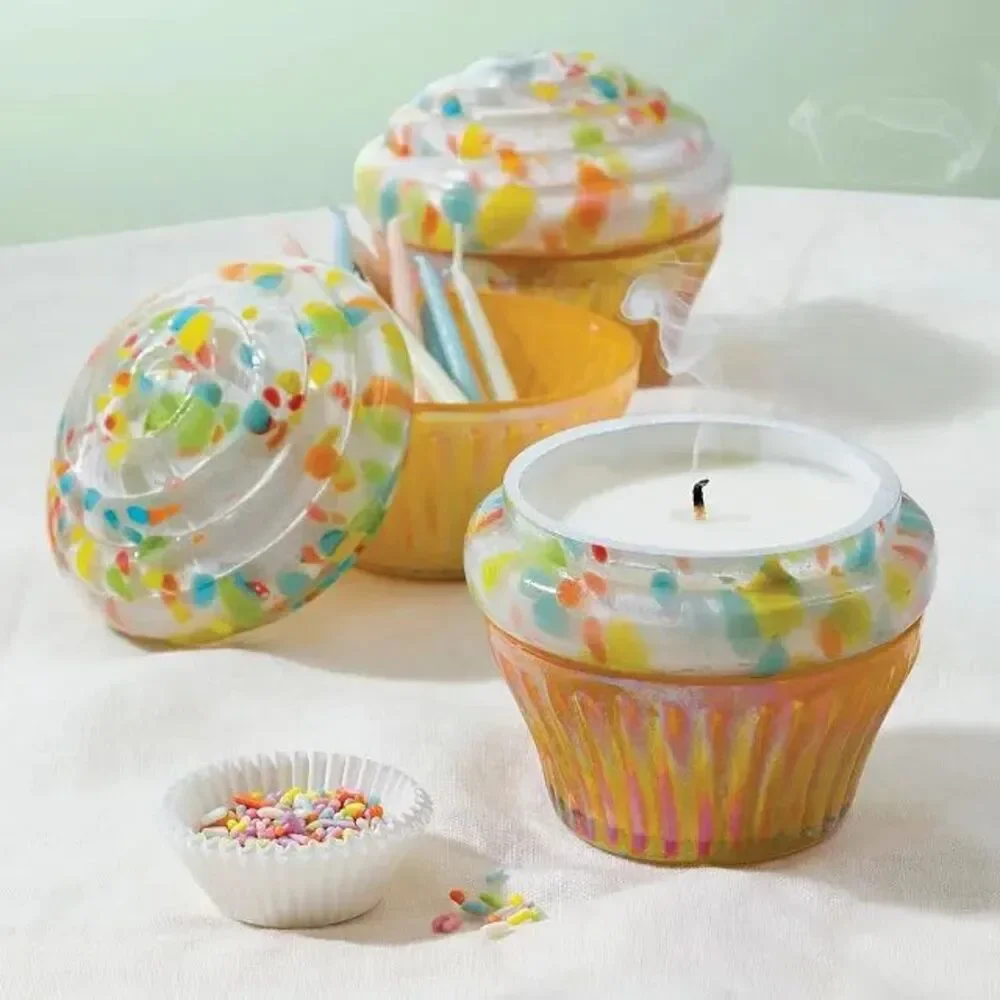 Birthday Cupcake Glass Candle Jar by Uncommon Goods - Picture 4 of 11
